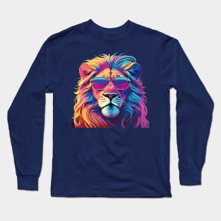 Vibrant Lion: A Psychedelic Pop Art Masterpiece Long Sleeve T-Shirt